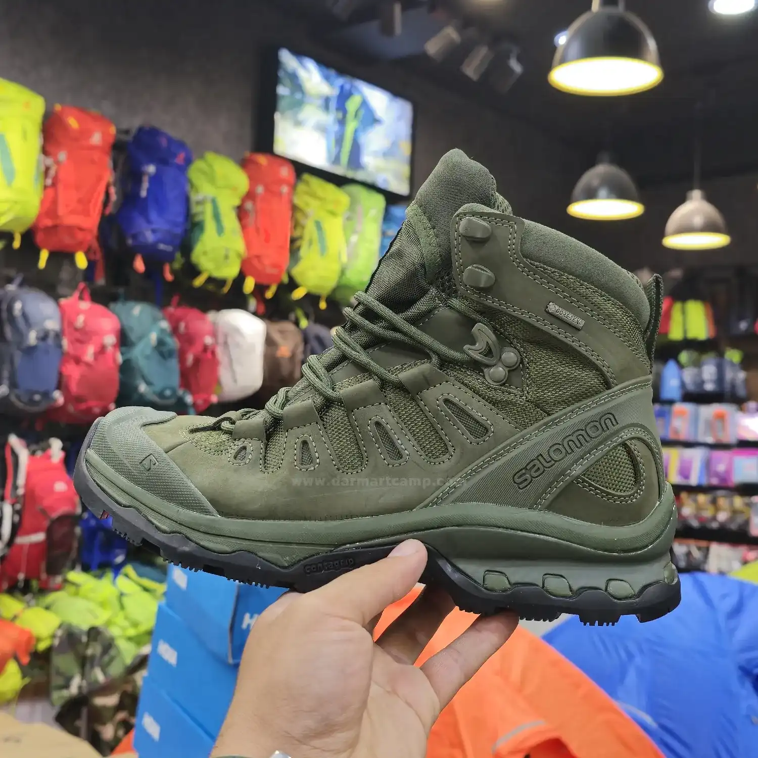 کفش طبیعت گردی و کوهنوردی مردانه برند سالامون مدل GORE-TEX 6 کفش گورتکس ساق بلند سالامون سبز