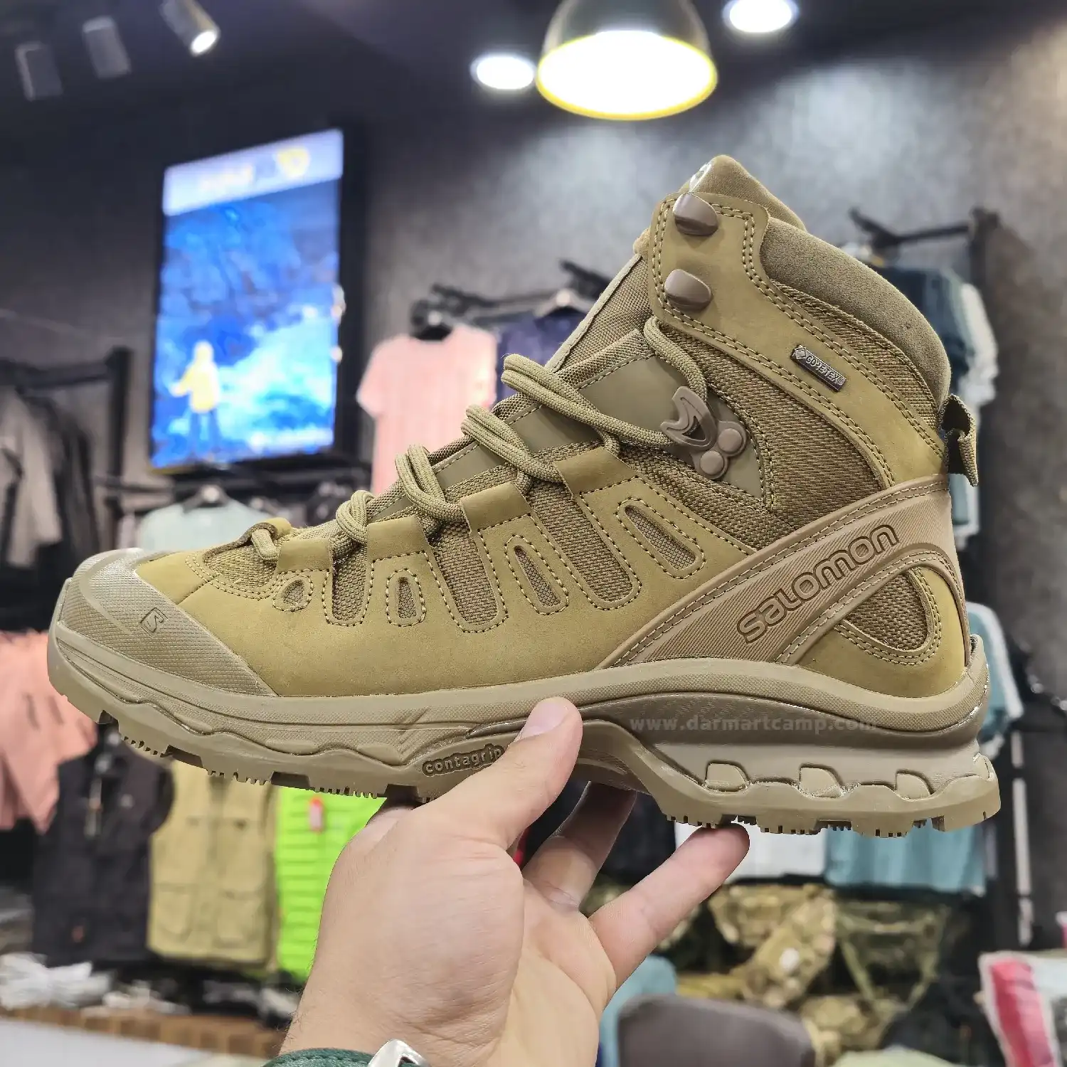 کفش طبیعت گردی و کوهنوردی مردانه برند سالامون مدل GORE-TEX 6 کفش گورتکس ساق بلند سالامون زرد