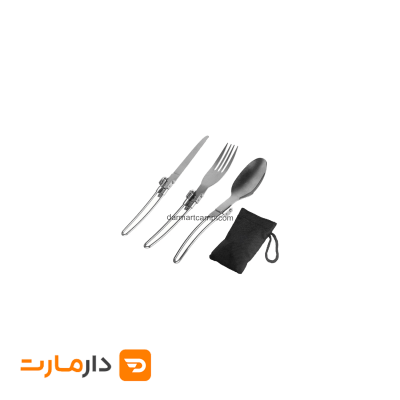 ست قاشق چنگال تاشو استیل کیف مشکی