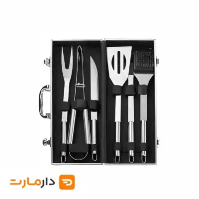 ست انبر و کفگیر باربیکیو مدل هارد بوکس ۶ تکه