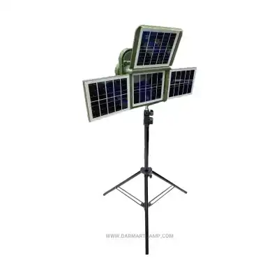 چراغ شارژی و خورشیدی ۱۰۰ وات مدل KK-428A با چهار پنل خورشیدی، آهنربای قوی و قابلیت نصب روی سهپایه