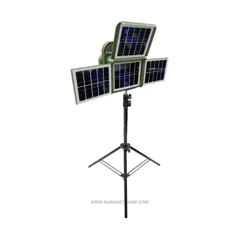 چراغ شارژی و خورشیدی ۱۰۰ وات مدل KK-428A با چهار پنل خورشیدی، آهنربای قوی و قابلیت نصب روی سهپایه 2 چراغ شارژی و خورشیدی ۱۰۰ وات مدل KK-428A با چهار پنل خورشیدی، آهنربای قوی و قابلیت نصب روی سهپایه