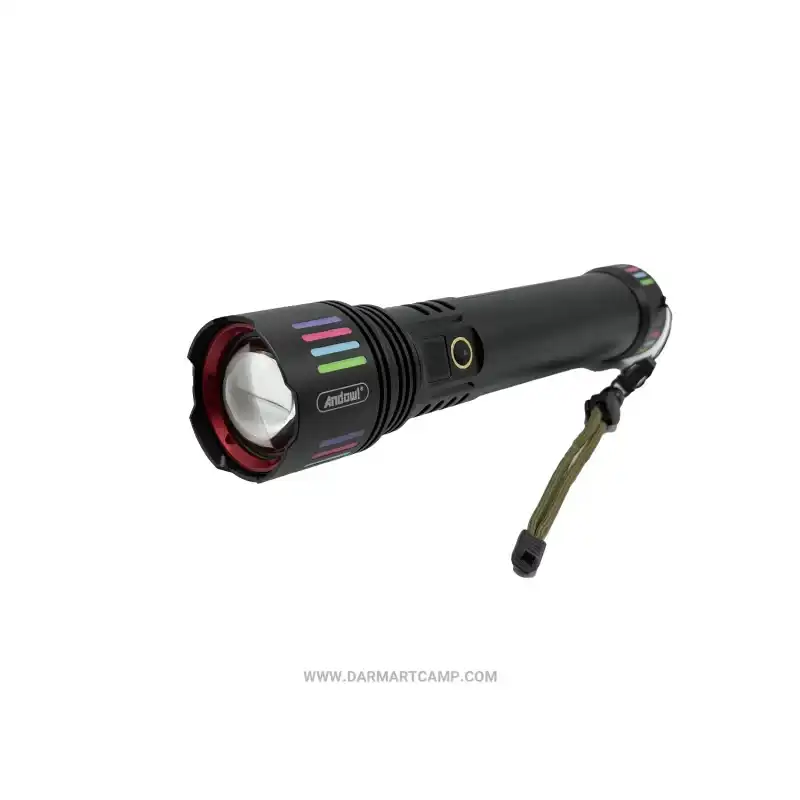 چراغقوه آلومینیومی شارژی Andowl مدل L660 (نمایشگر دار، زومدار) 2 چراغقوه آلومینیومی شارژی Andowl مدل L660 (نمایشگر دار، زومدار)