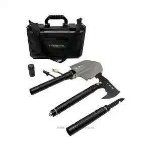 بیلچه و تبر چندکاره تاکتیکی مدل Multi-Tool Survival Set به همراه کیف سخت و قطب‌نما