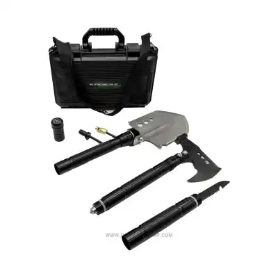 بیلچه و تبر چندکاره تاکتیکی مدل Multi-Tool Survival Set به همراه کیف سخت و قطب‌نما