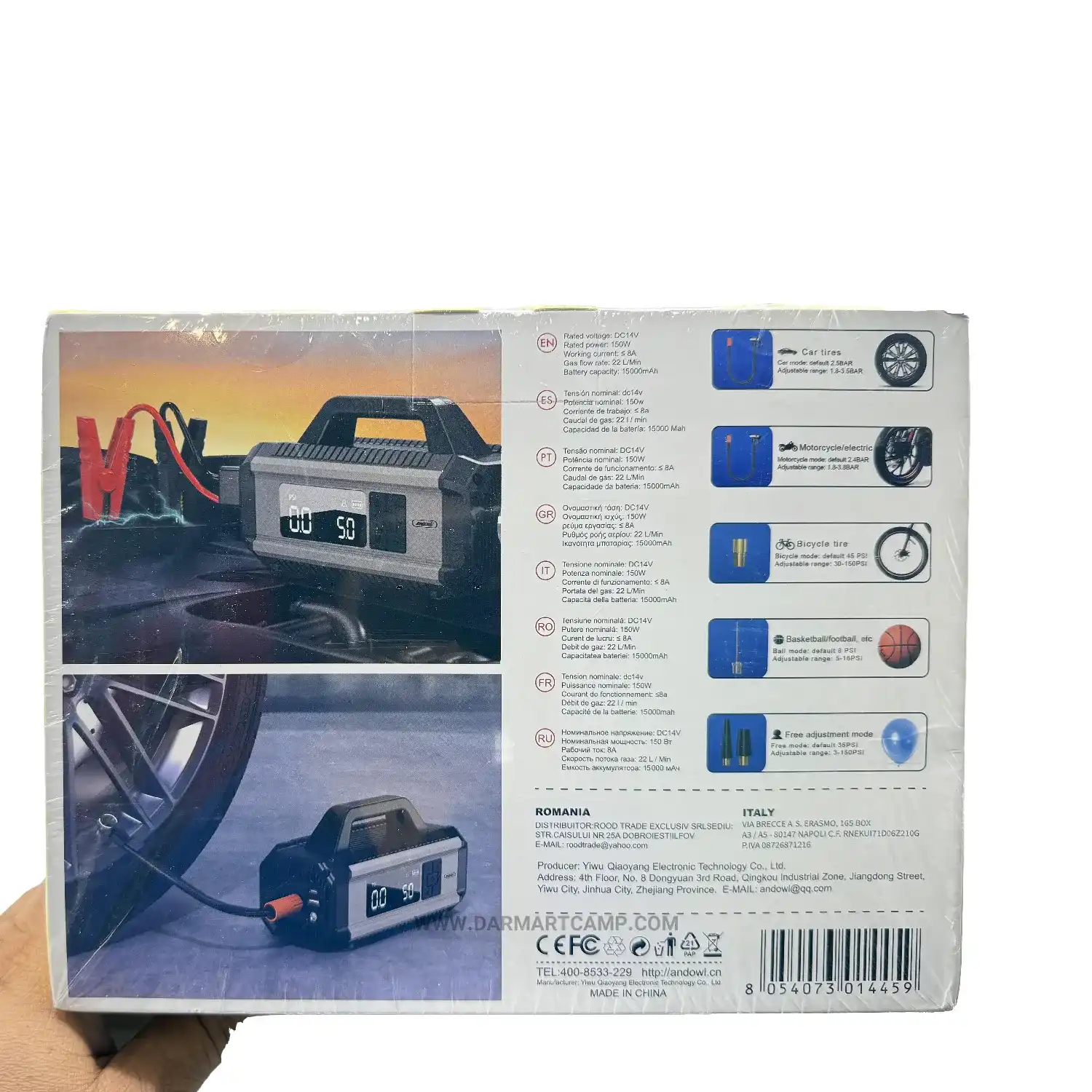 پمپ باد چندمنظوره MDHL MD-9170 Safety Hammer Inflator با چکش اضطراری، کاتر کمری، نمایشگر دیجیتال و پاوربانک 9 پمپ باد چندمنظوره MDHL MD-9170 Safety Hammer Inflator با چکش اضطراری، کاتر کمری، نمایشگر دیجیتال و پاوربانک