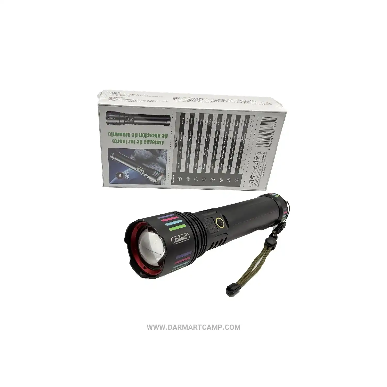 چراغقوه آلومینیومی شارژی Andowl مدل L660 (نمایشگر دار، زومدار) 6 چراغقوه آلومینیومی شارژی Andowl مدل L660 (نمایشگر دار، زومدار)